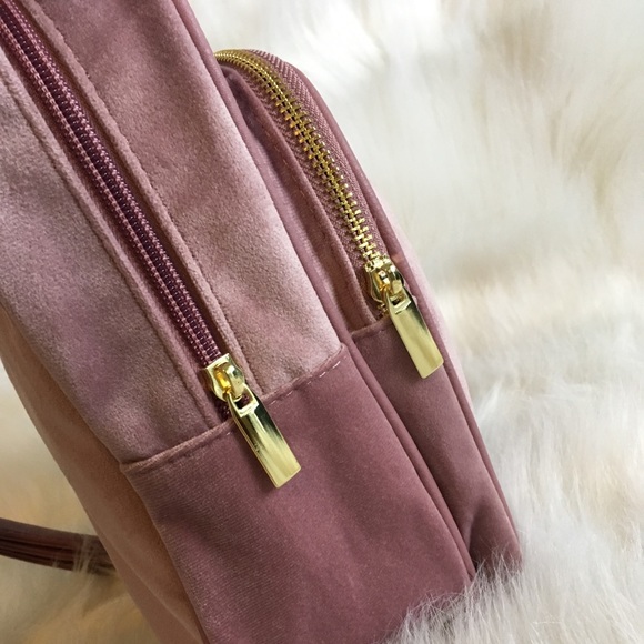 Pastel Velvet Pink Backpack Storage Tote Bag - Picture 2 of 8